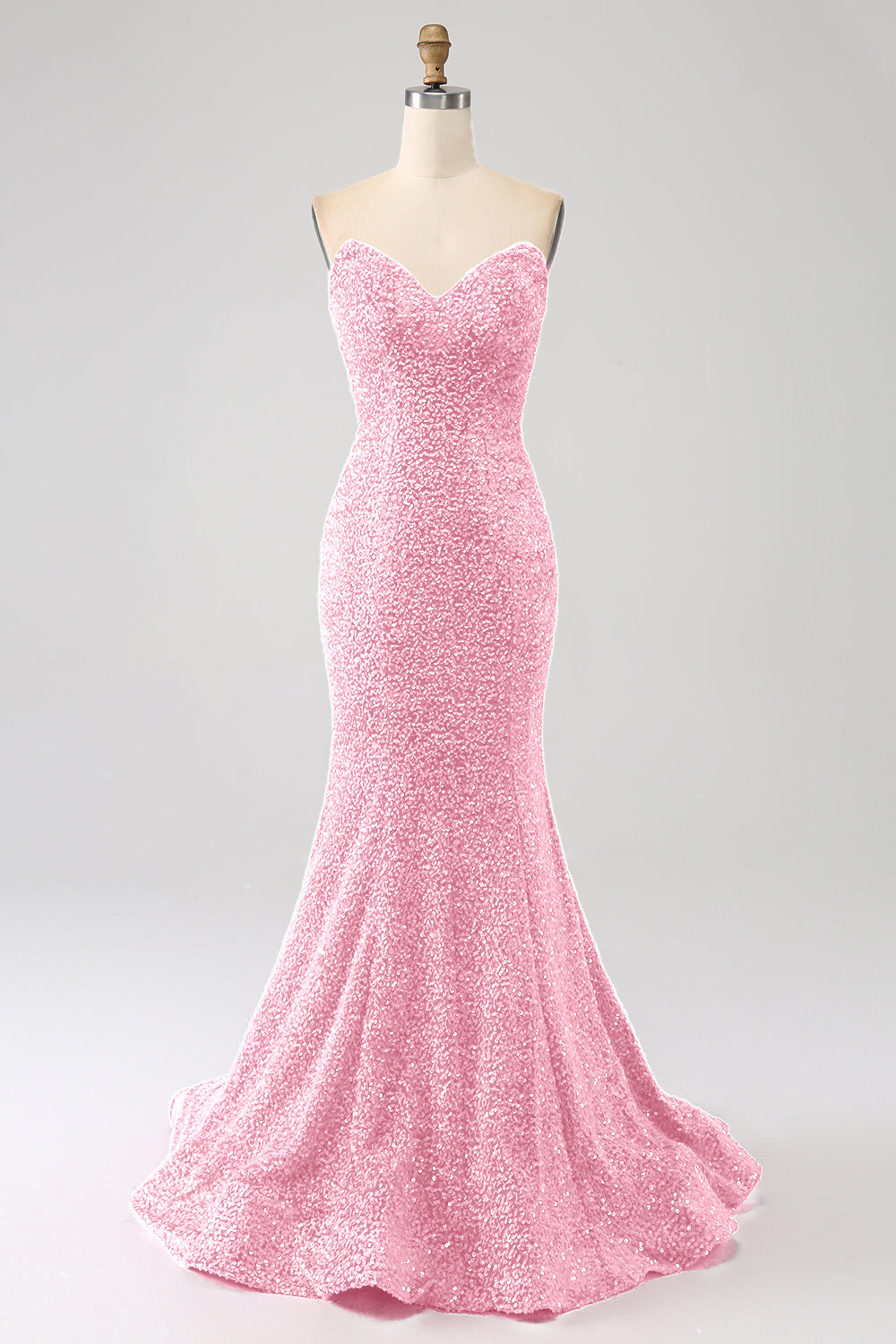 Robe de bal de sirène à encolure cœur et traîne longue brodée de sequins bleu marine