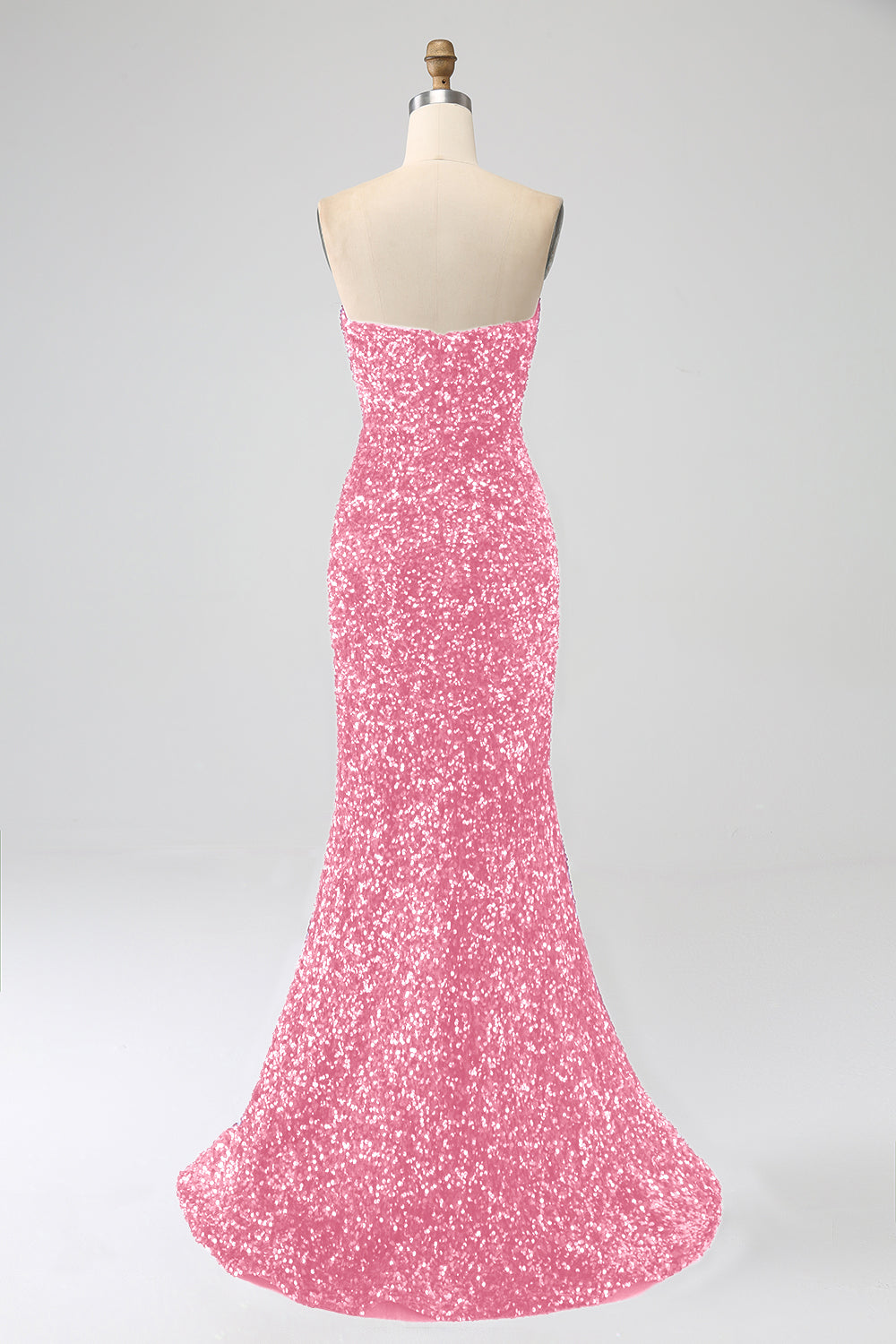 Robe de bal longue sirène à sequins lavande bustier avec fente