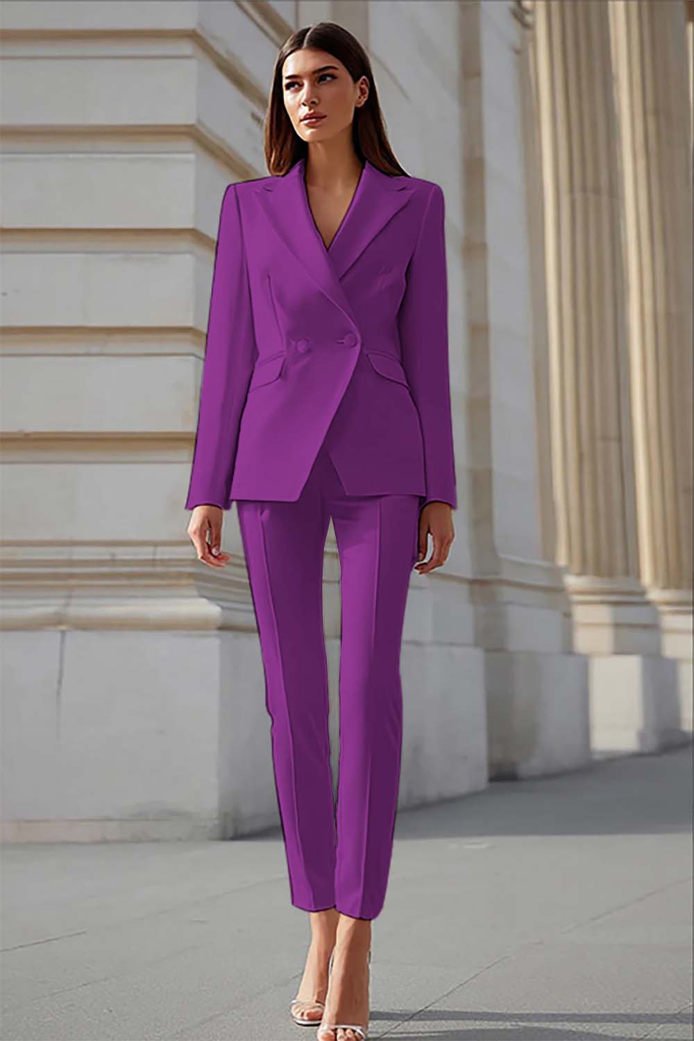 Ivory Peak Lapel 2 Piece Business Suits with Sleeves