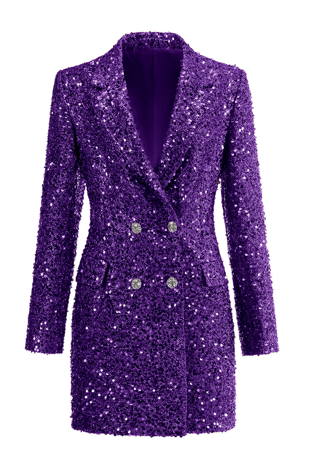 Blazer long à encoche étincelant fuchsia pour femme