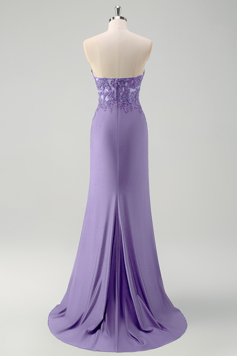 Robe de bal longue bustier sirène vert avec découpes et fente