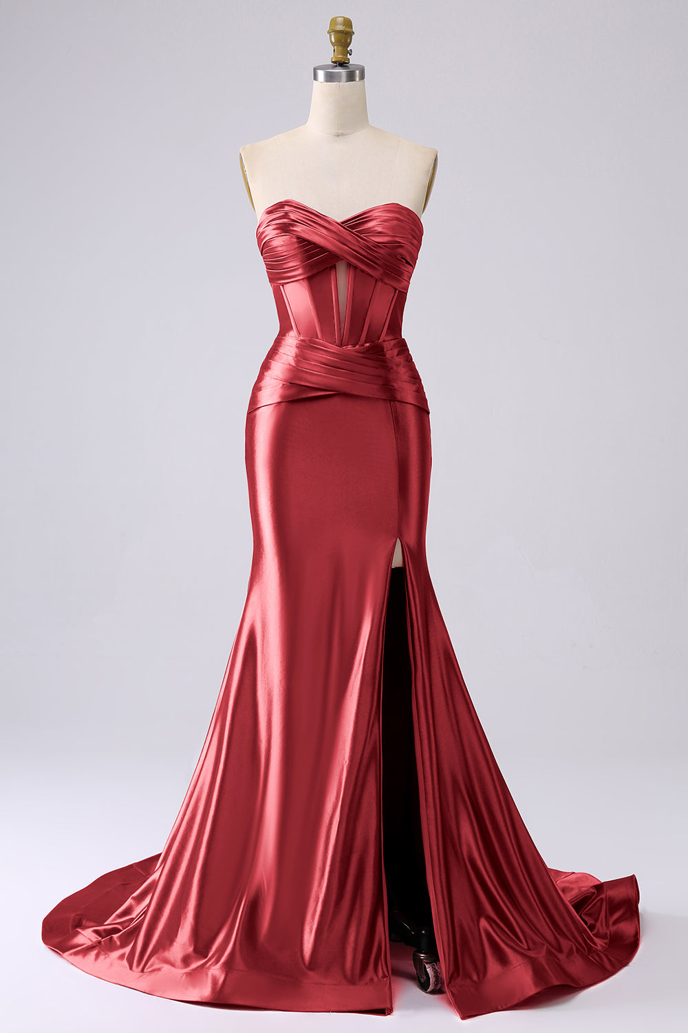 Sparkly Lilac Mermaid Sweetheart Corset Long Prom Dress with Slit
