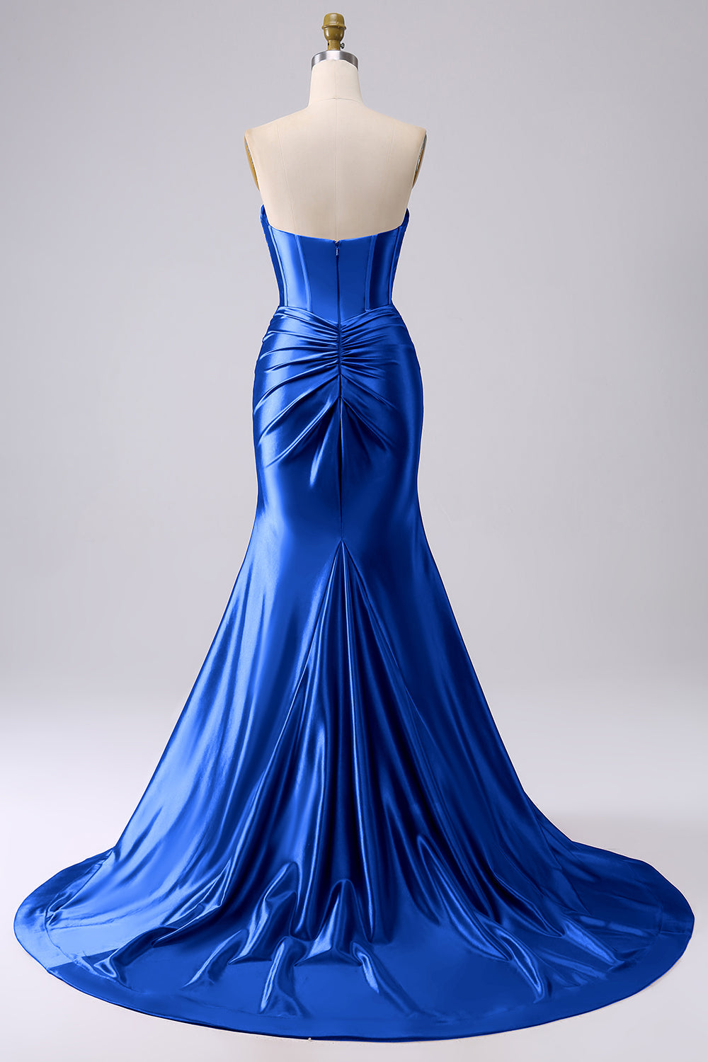 Robe de bal longue corsetée cœur sirène fuchsia pailletée avec fente