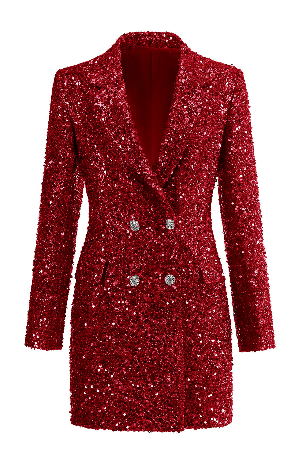 Blazer long à encoche étincelant fuchsia pour femme
