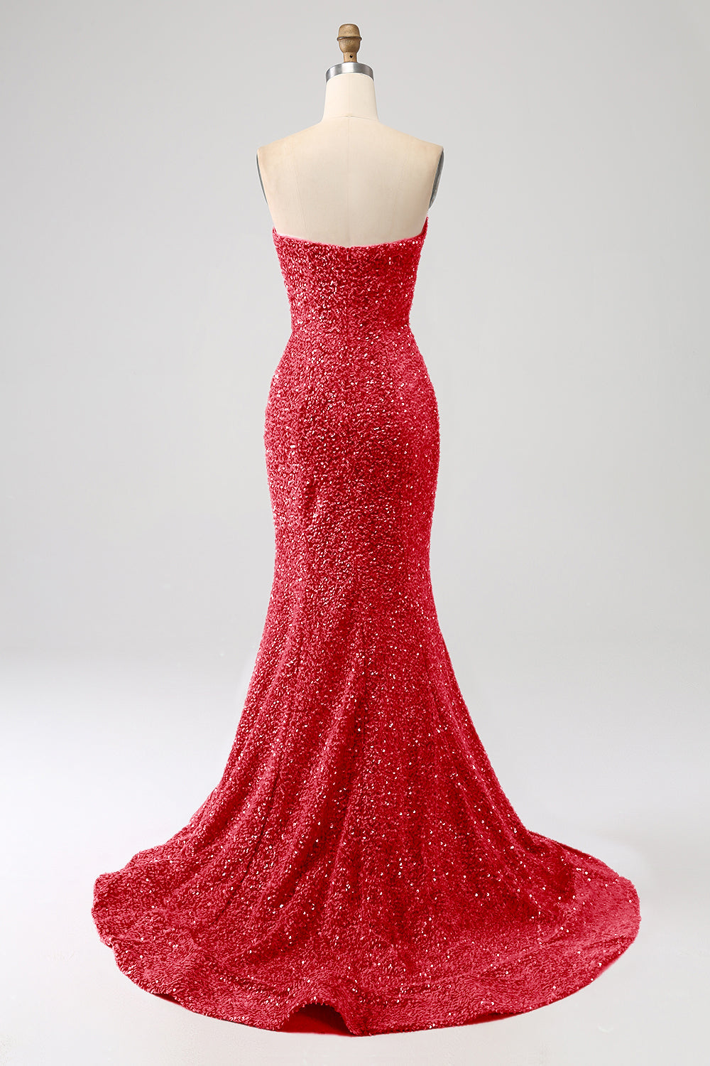 Robe de bal de sirène à encolure cœur et traîne longue brodée de sequins bleu marine