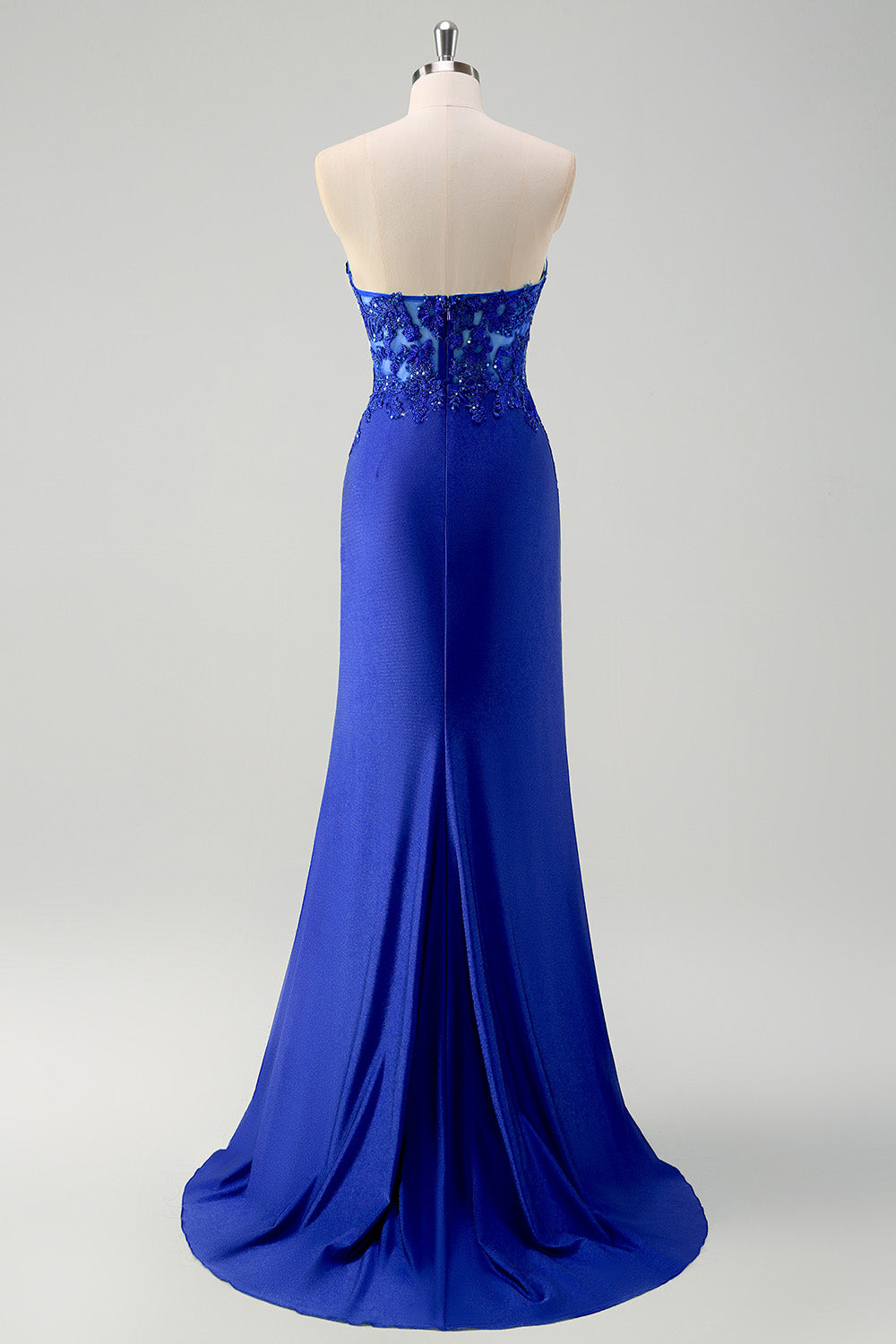 Robe de bal longue bustier sirène vert avec découpes et fente