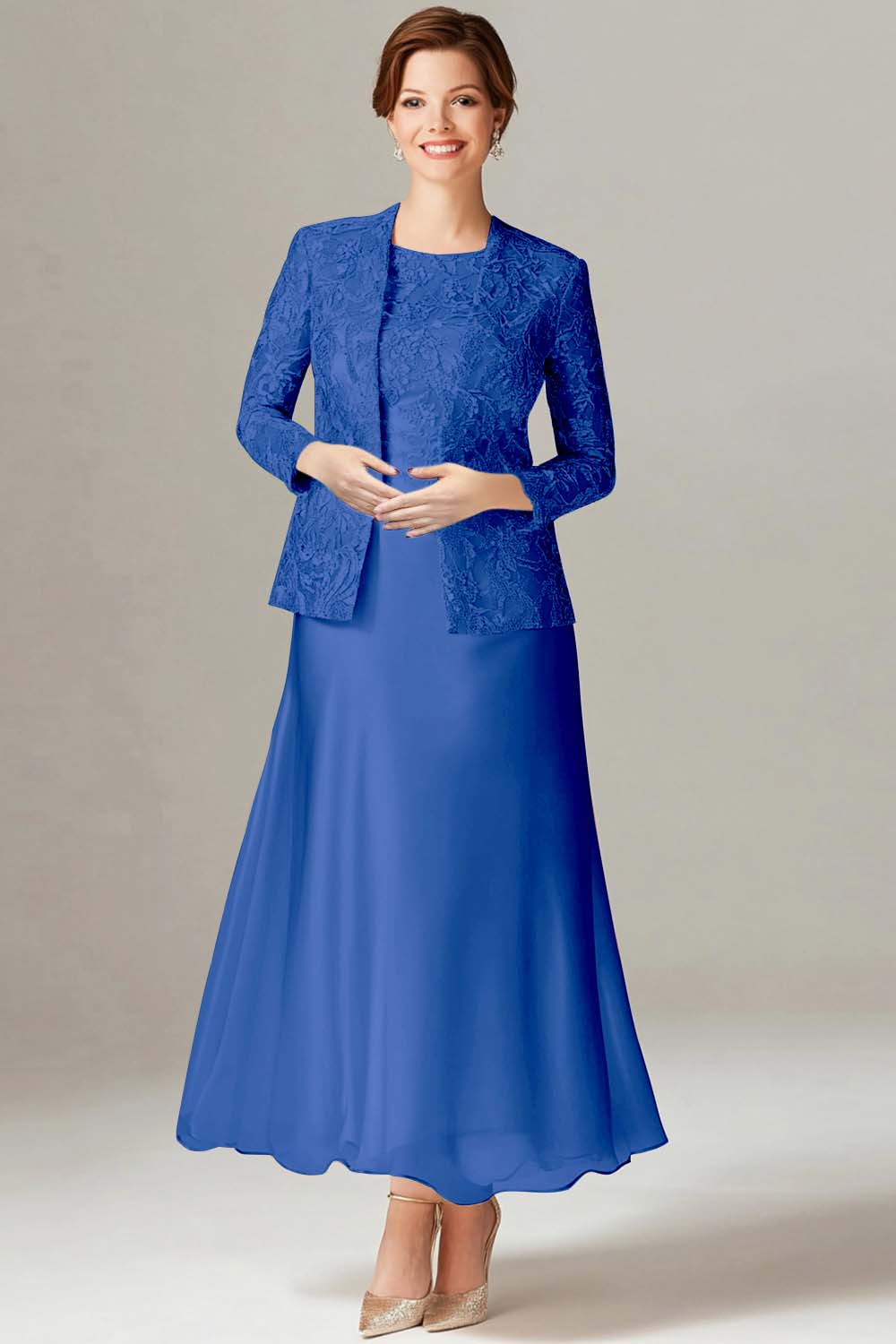 Robe de mariée A-Line 2 pièces en satin couleur champagne