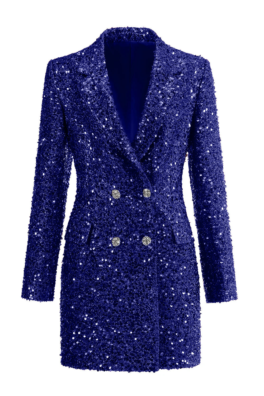 Blazer long à encoche étincelant fuchsia pour femme