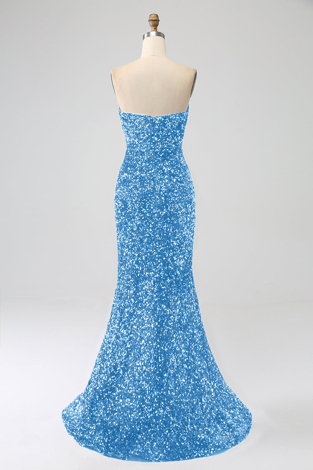 Robe de bal longue sirène à sequins lavande bustier avec fente