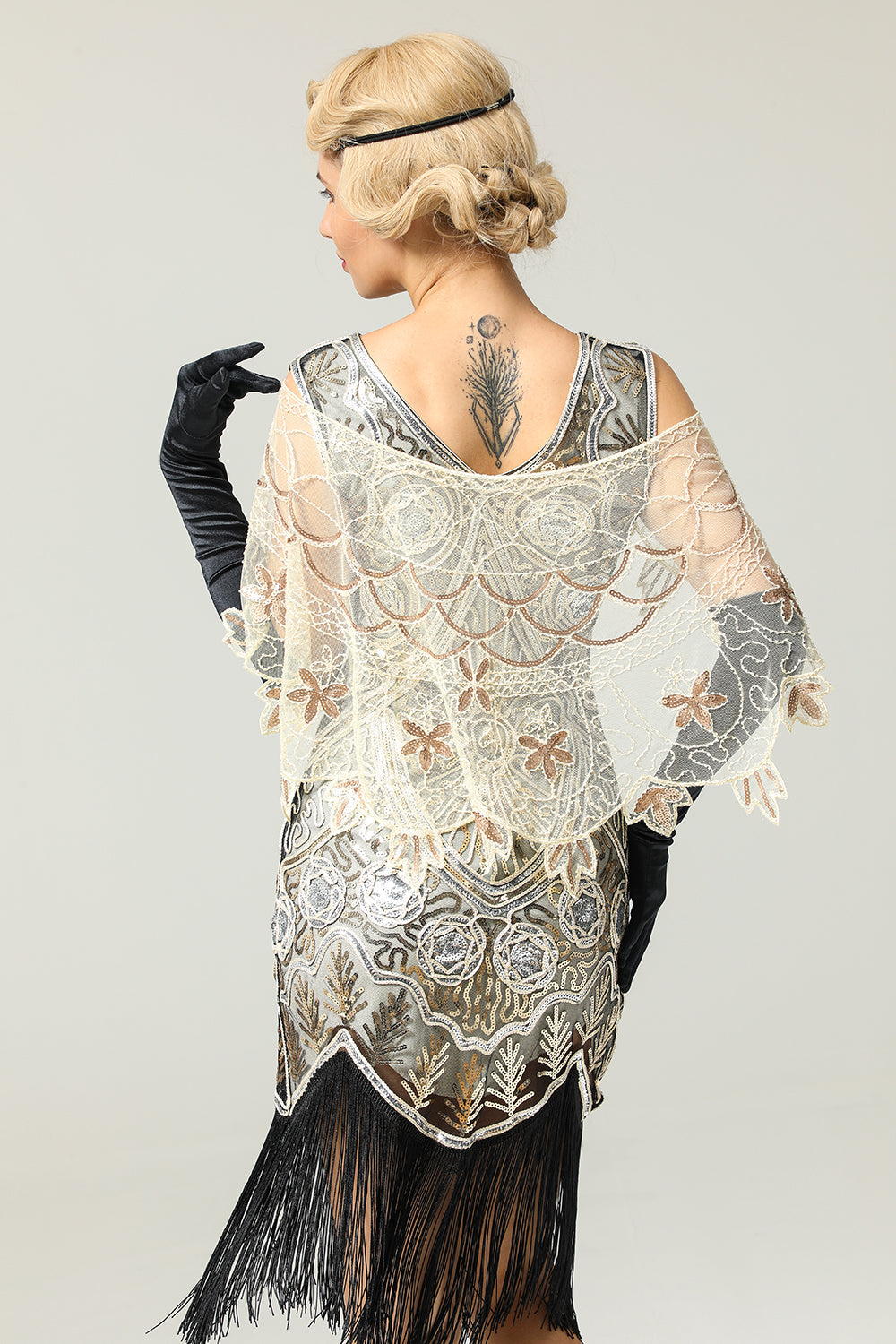Cape à sequins pour femme années 1920