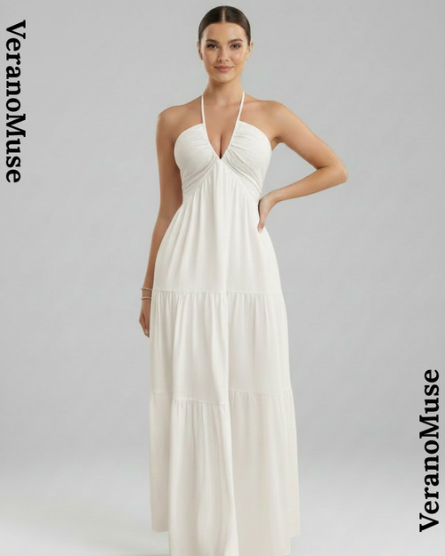 Verano Muse™ Essential Tank Maxi Dress - Sleeveless A-Line Beach Vacation Dress | Minimalist Loose-Fit