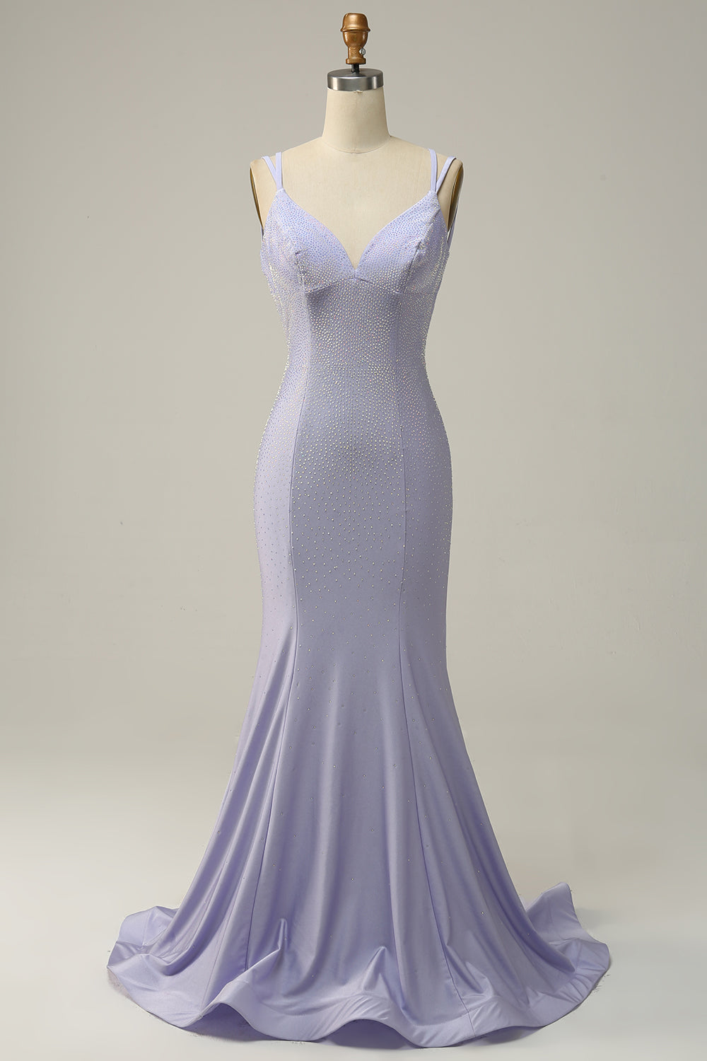 Lavender Mermaid Beaded Sparkly Prom Dress