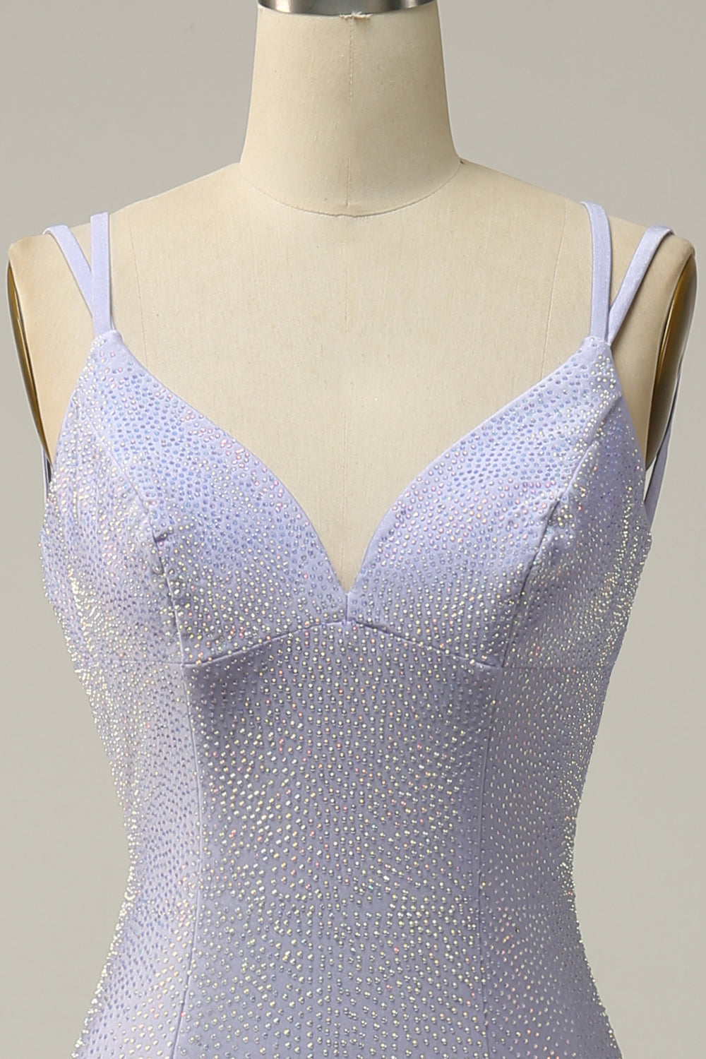 Lavender Mermaid Beaded Sparkly Prom Dress