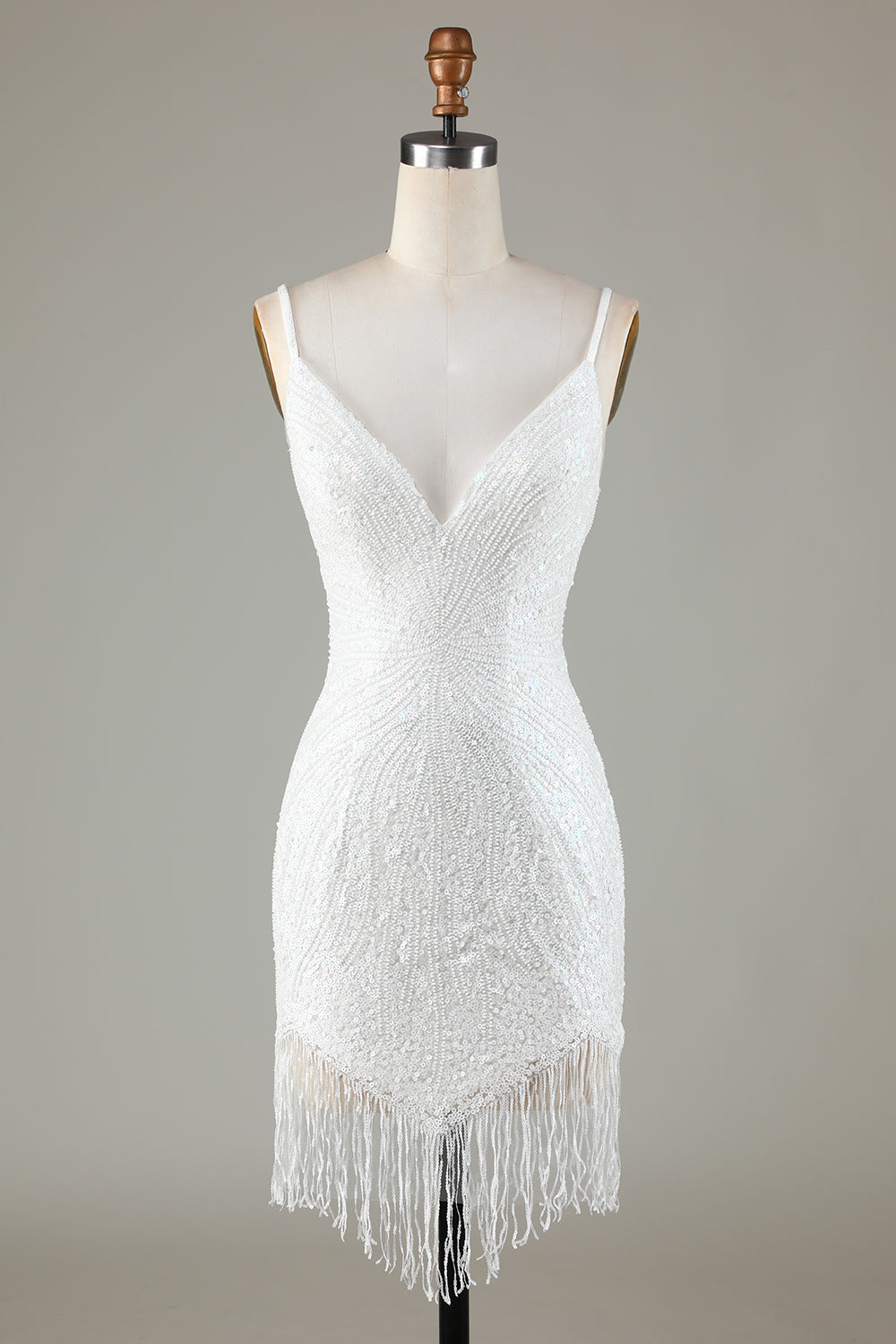 Robe courte de bal moulante et scintillante à bretelles spaghetti et dos lacé bleu, ornée de perles