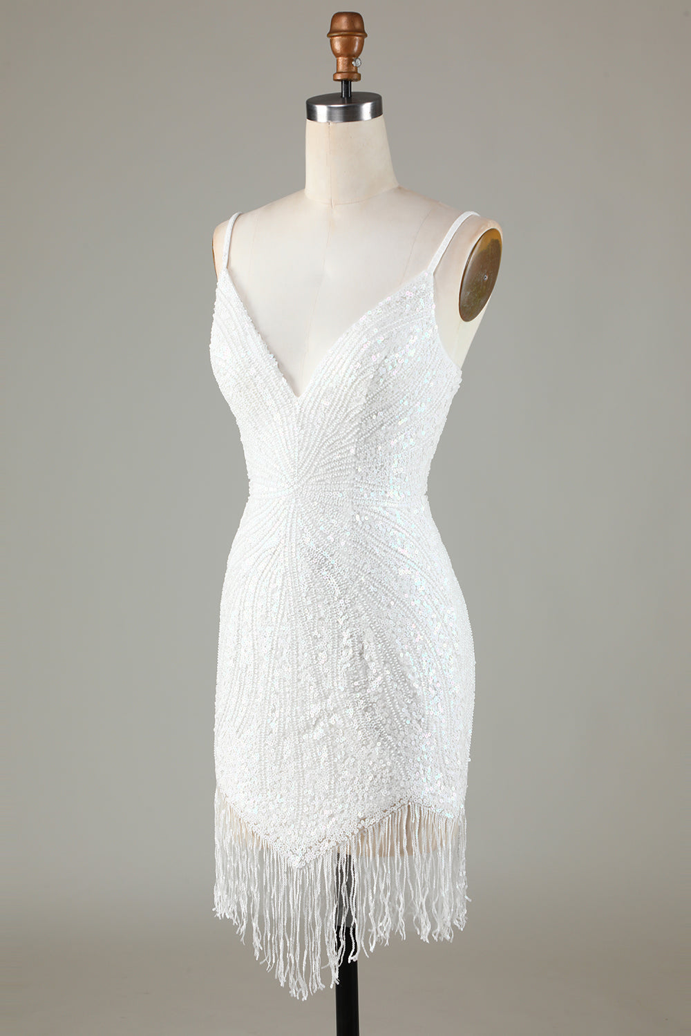 Robe courte de bal moulante et scintillante à bretelles spaghetti et dos lacé bleu, ornée de perles