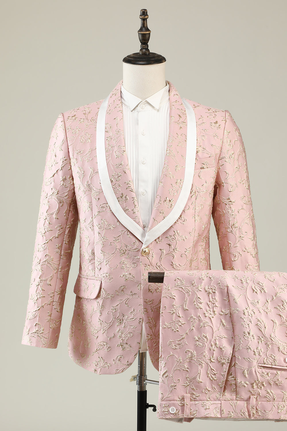 Costumes de bal pour hommes Jacquard un bouton col châle menthe