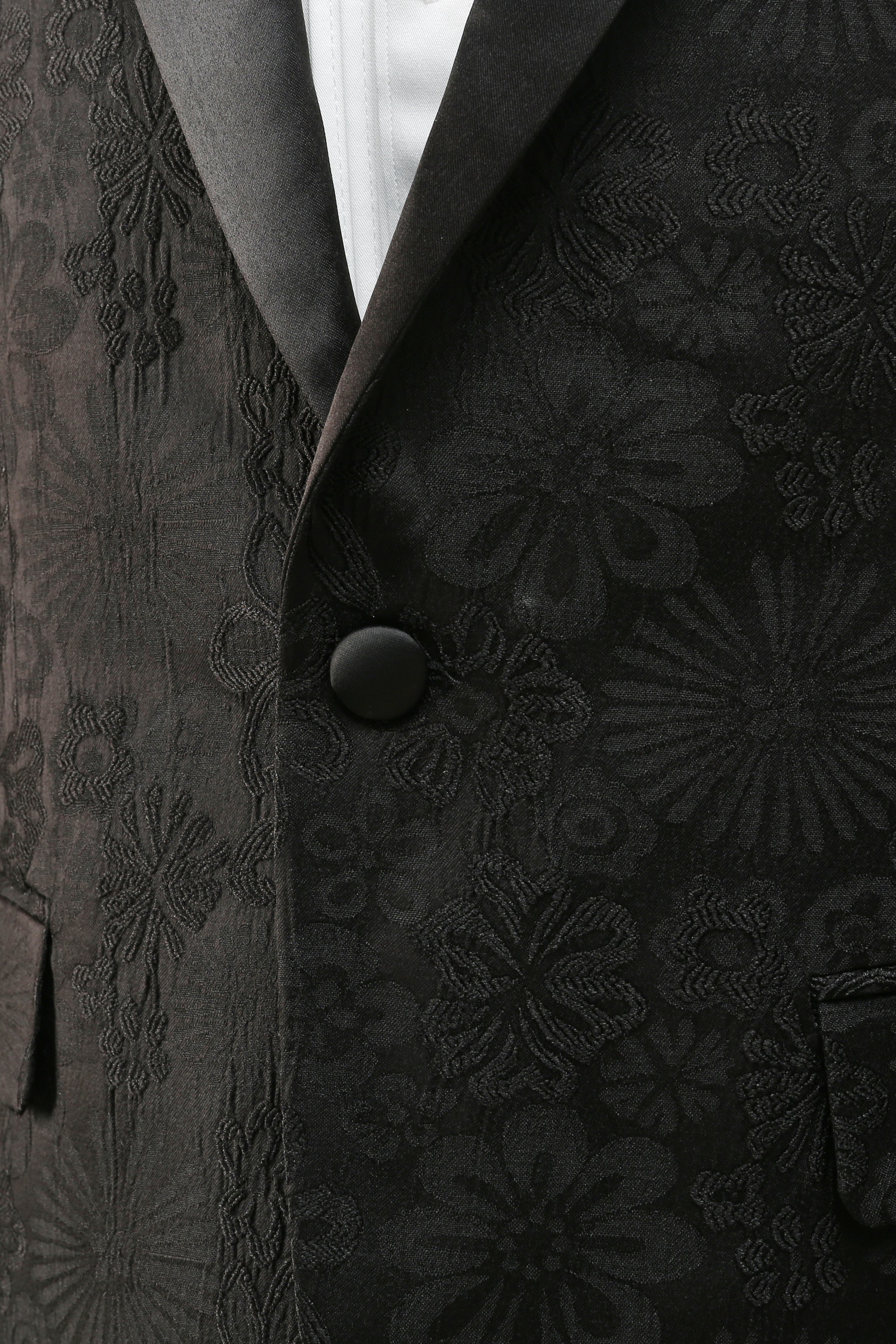 Costumes de Mariage Homme Jacquard Bleu Foncé Un Bouton à Revers Pointus