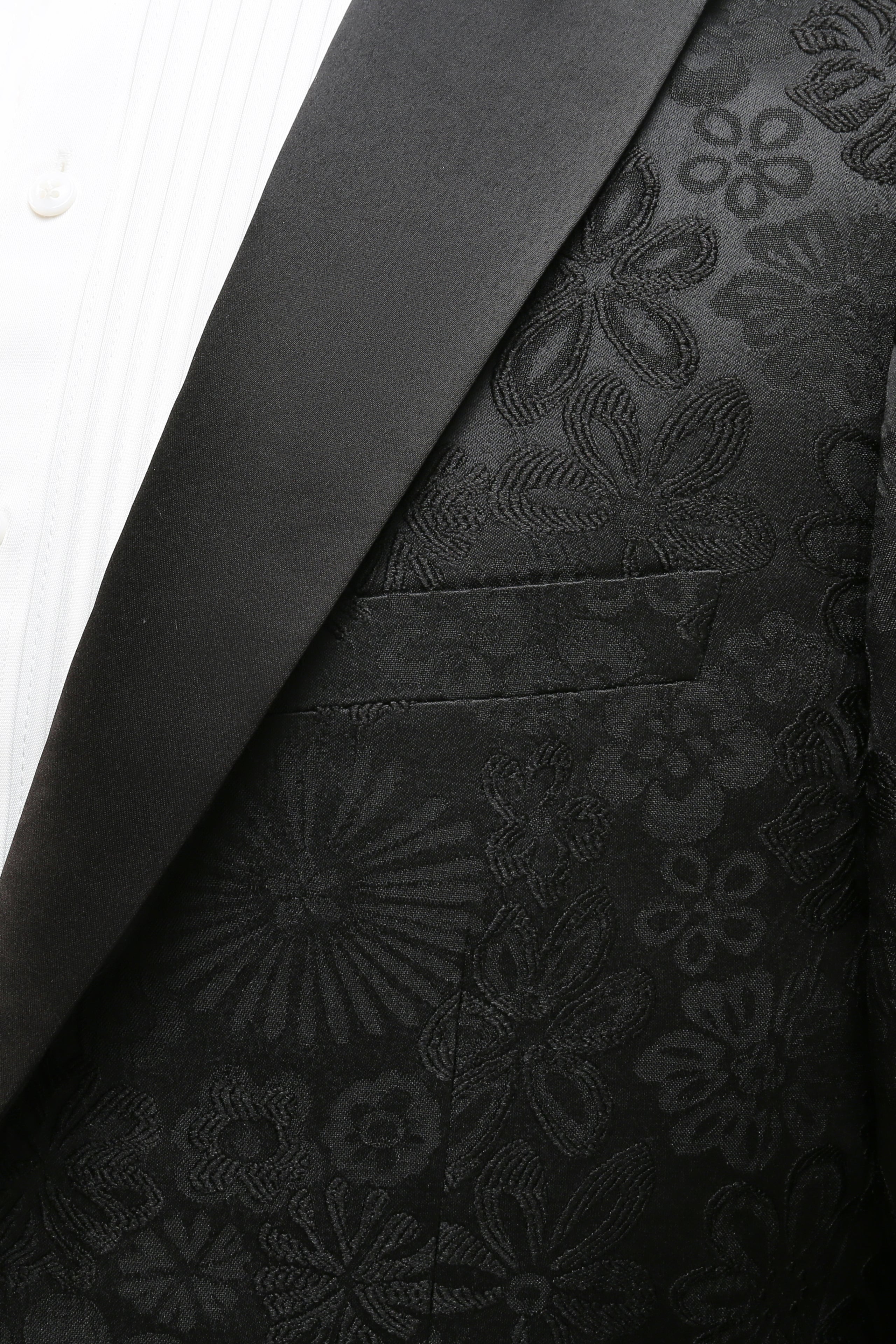 Costumes de bal jacquard noir à revers pointus pour hommes