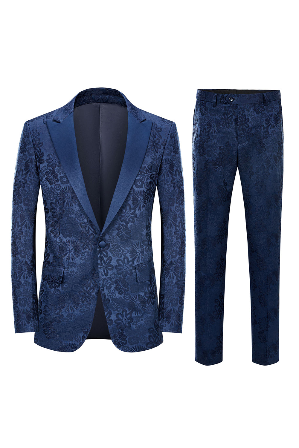 Costumes de bal jacquard noir à revers pointus pour hommes