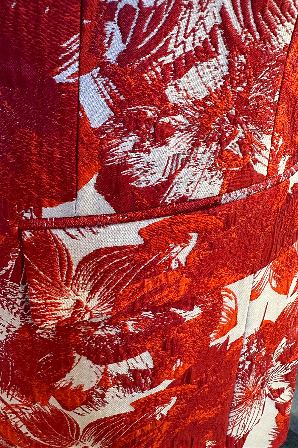 Costume de bal 2 pièces pour homme en jacquard floral rouge