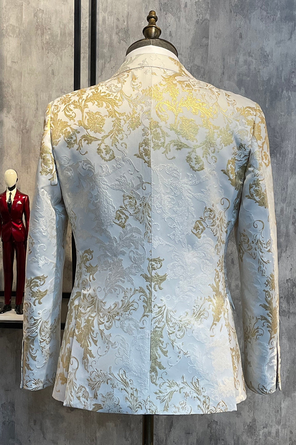 Blazer de bal pour homme à revers crantés à sequins champagne