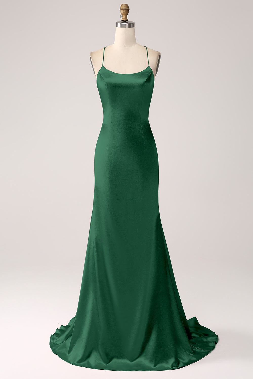 Robe de bal longue sirène à fines bretelles rose fard à joues