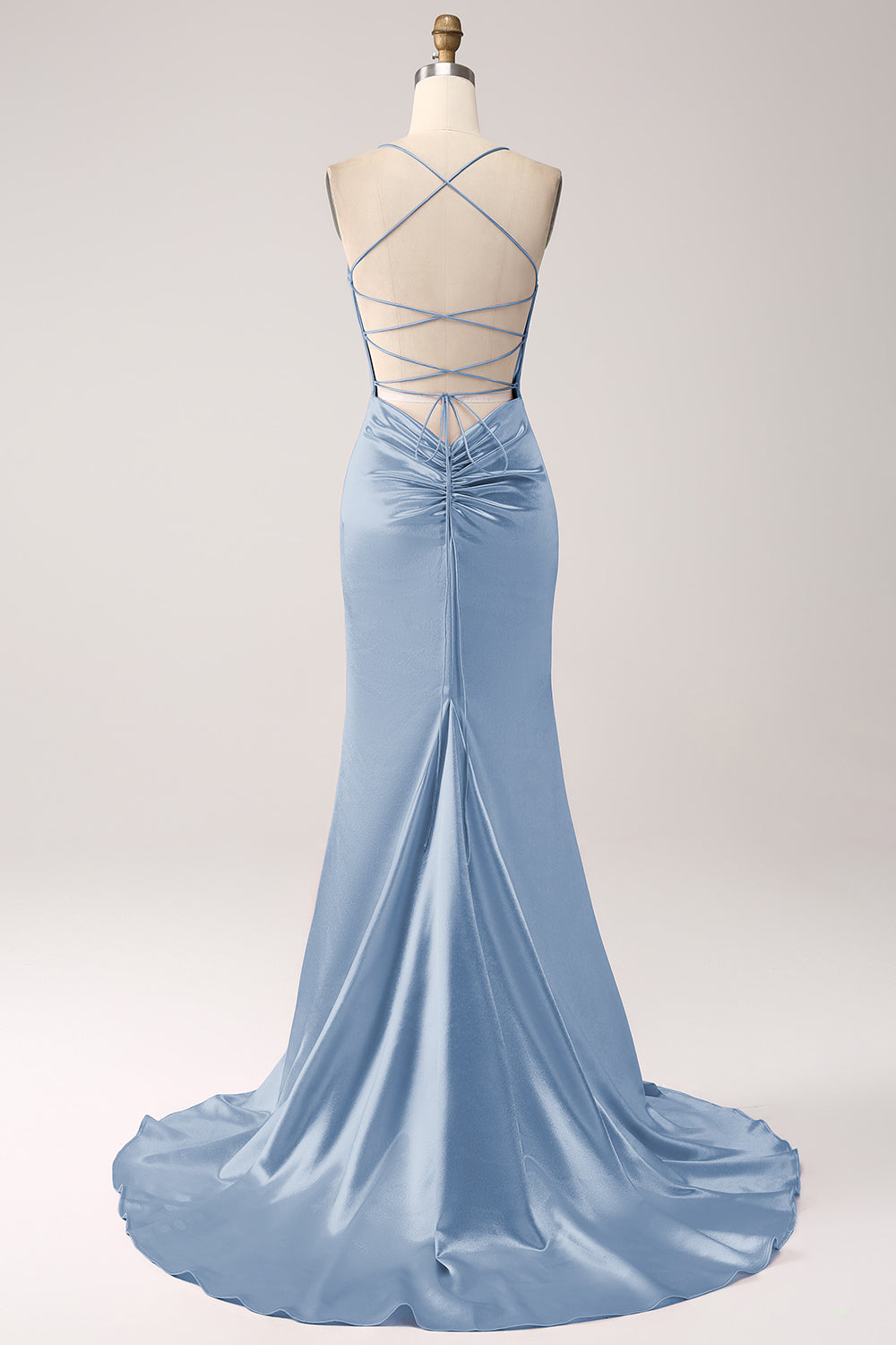 Dusty Sage Mermaid Spaghetti Straps Long Prom Dress