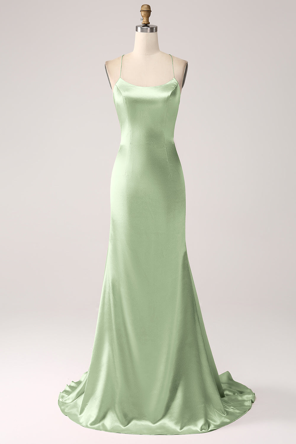 Robe de bal longue sirène à fines bretelles rose fard à joues
