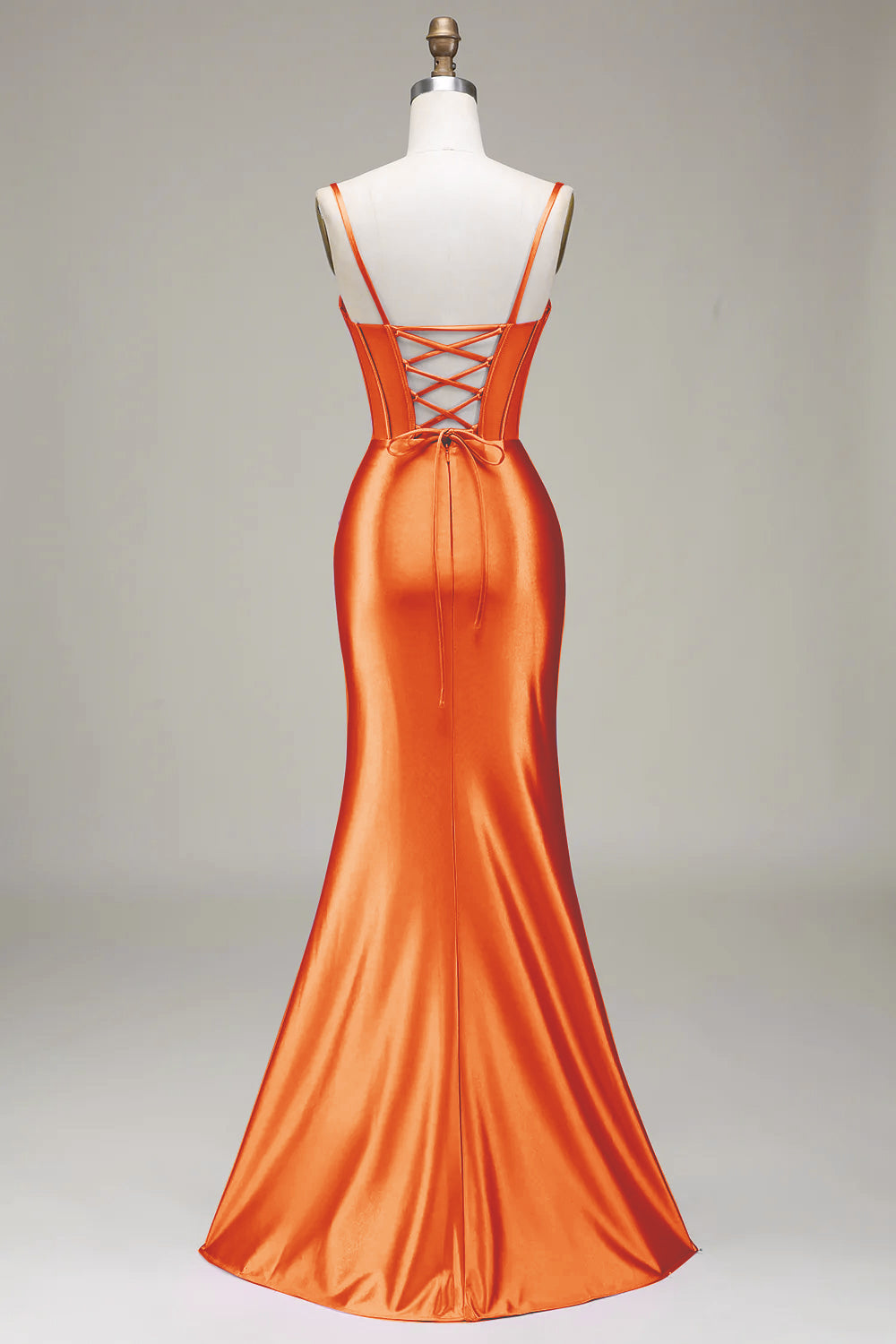 Robe de bal sirène élégante avec bretelles fines, corset violet et fente avant