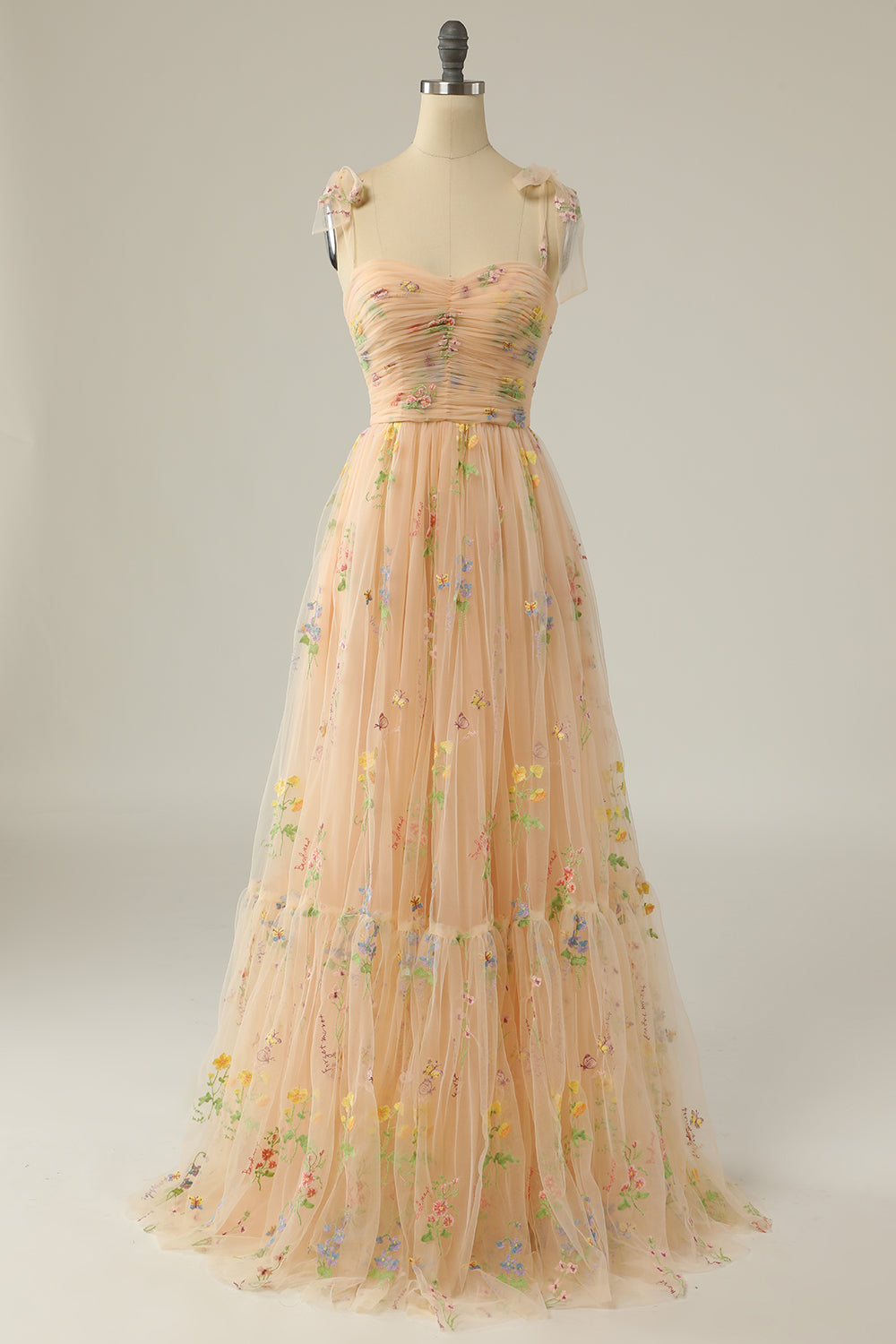 Long Green Embroidered Graduation Dress