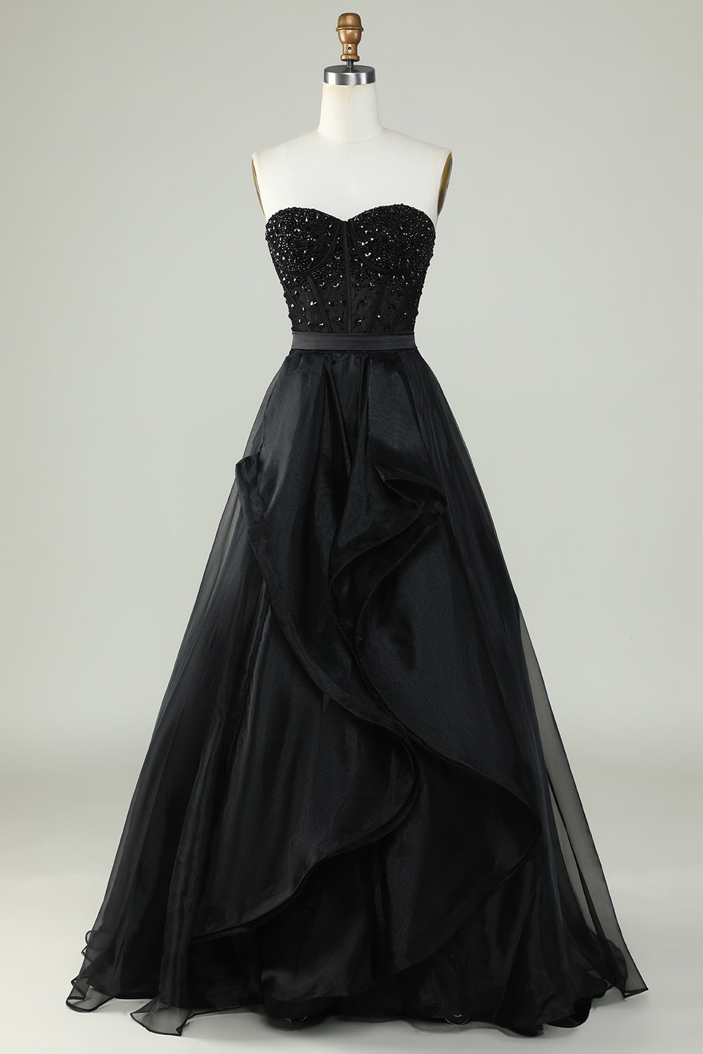 Robe de soirée bustier noire trapèze de princesse