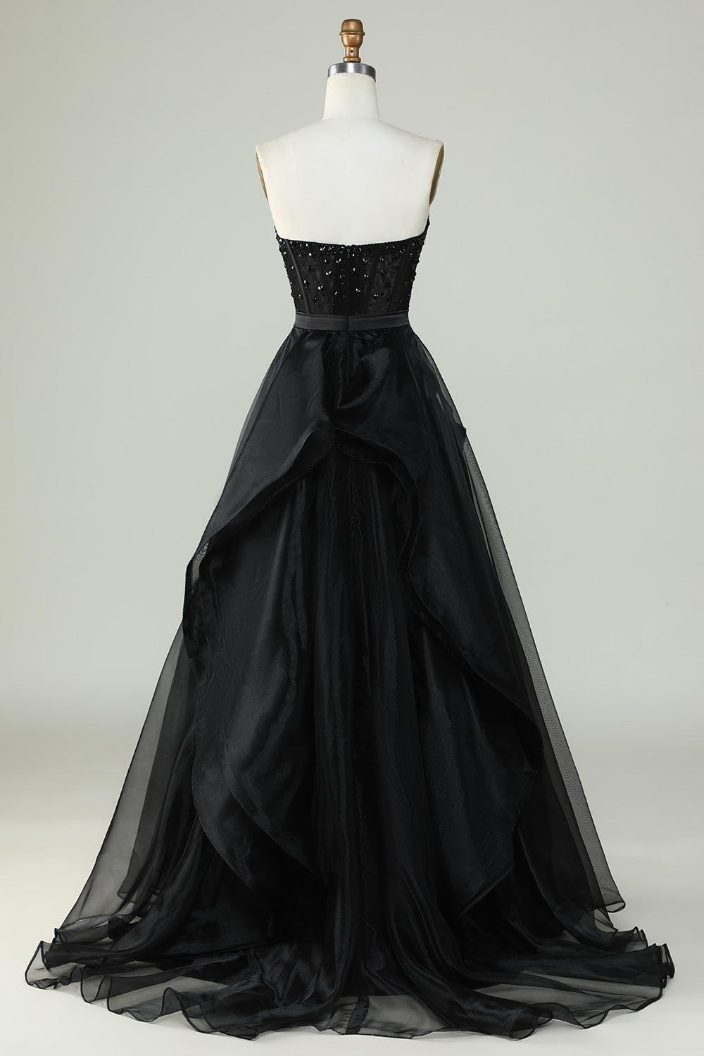 Robe de soirée bustier noire trapèze de princesse