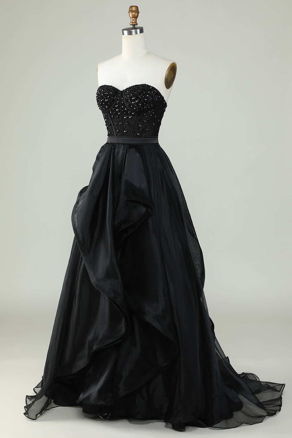 Robe de soirée bustier noire trapèze de princesse