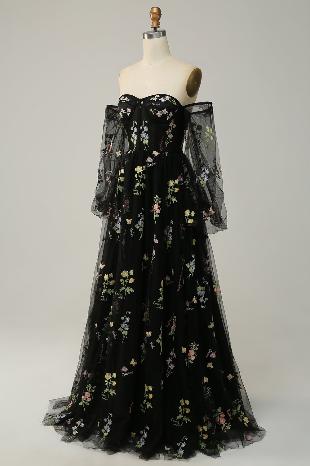 Green Off-the-Shoulder Long-Sleeve A-Line Prom Dress