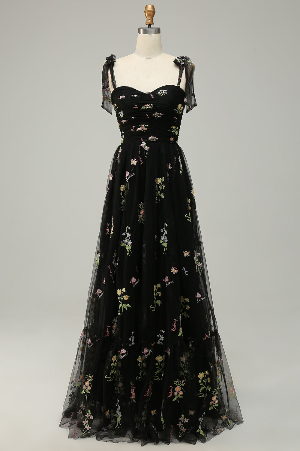 Long Green Embroidered Graduation Dress