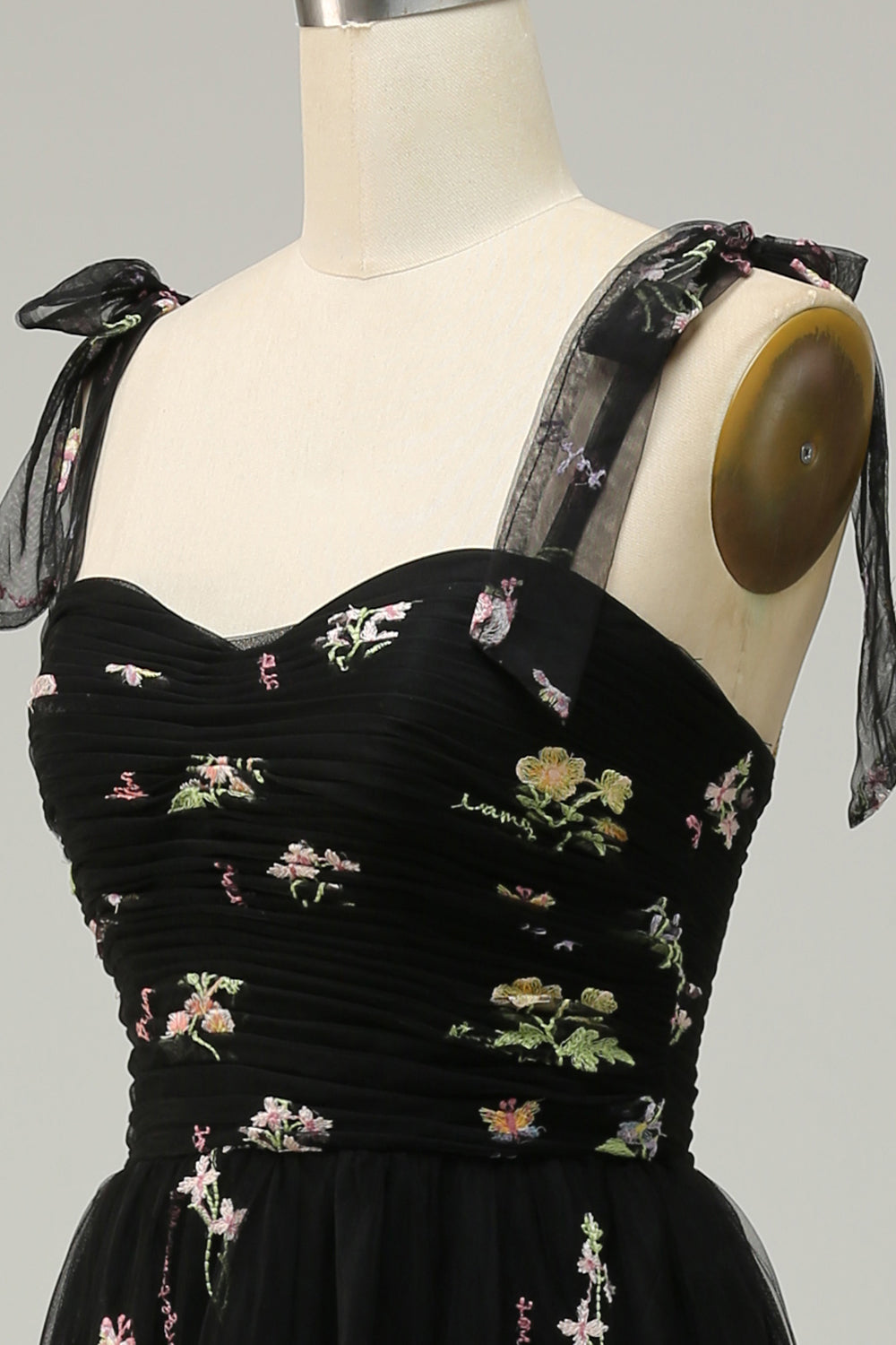 Robe de Bal Longue Champagne Grande Taille avec Broderie