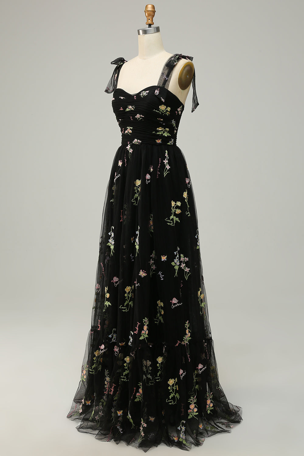 Long Green Embroidered Graduation Dress