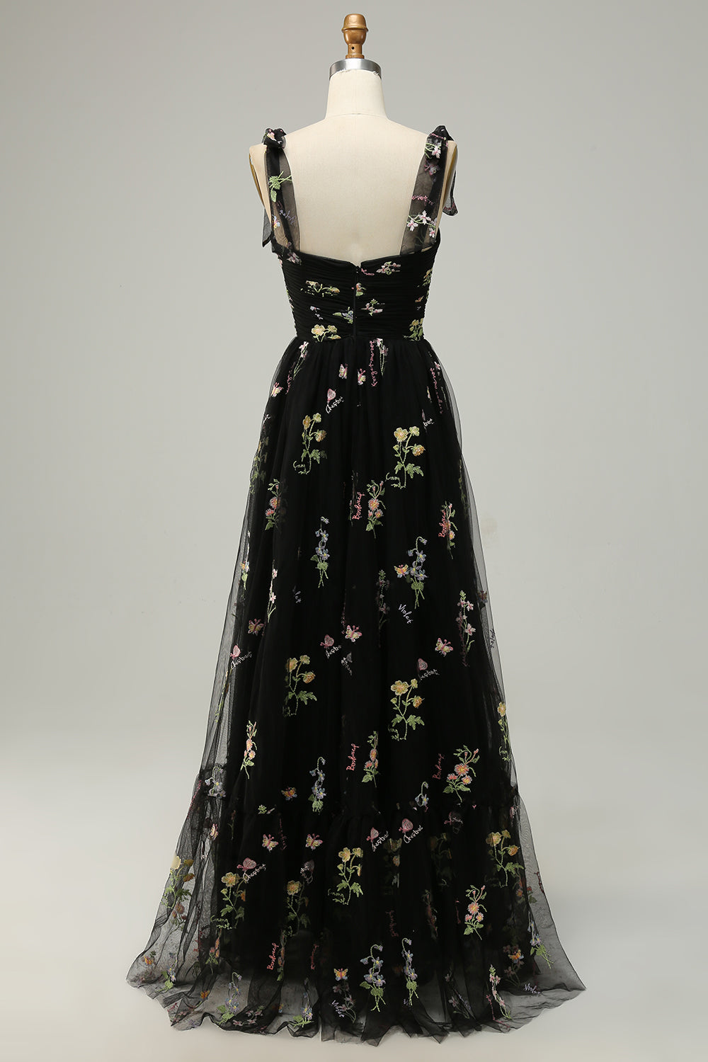 Long Green Embroidered Graduation Dress