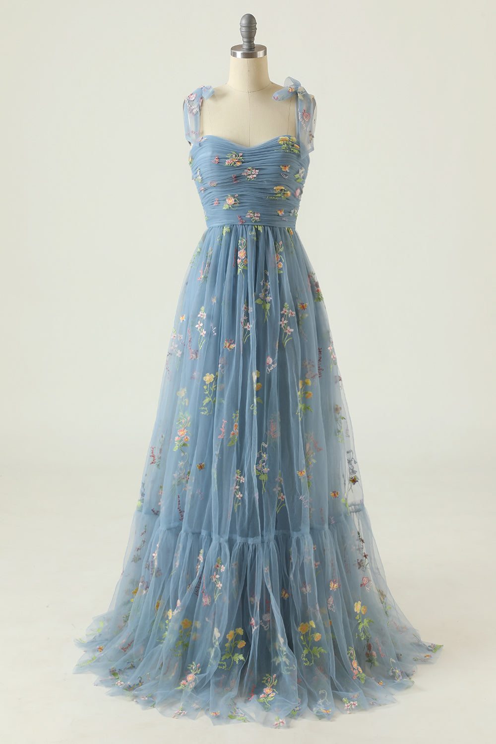 Robe de Bal Longue Champagne Grande Taille avec Broderie