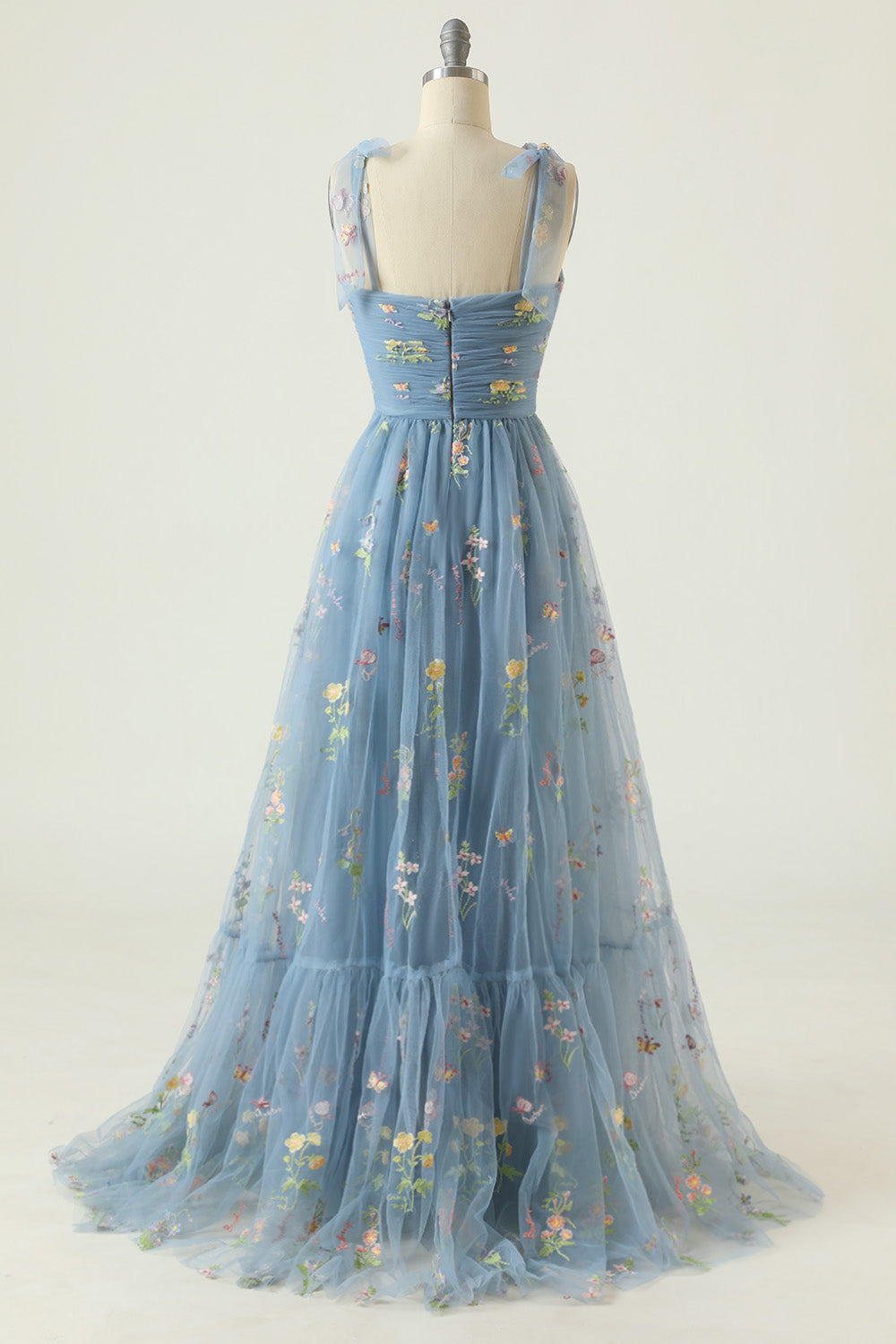 Long Green Embroidered Graduation Dress