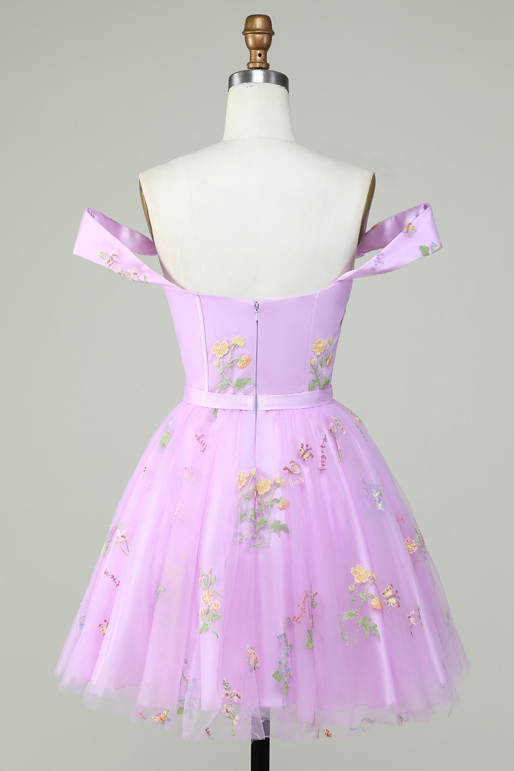 Cute A-Line Sweetheart Grey Blue Short Graduation Dress with Embroidery