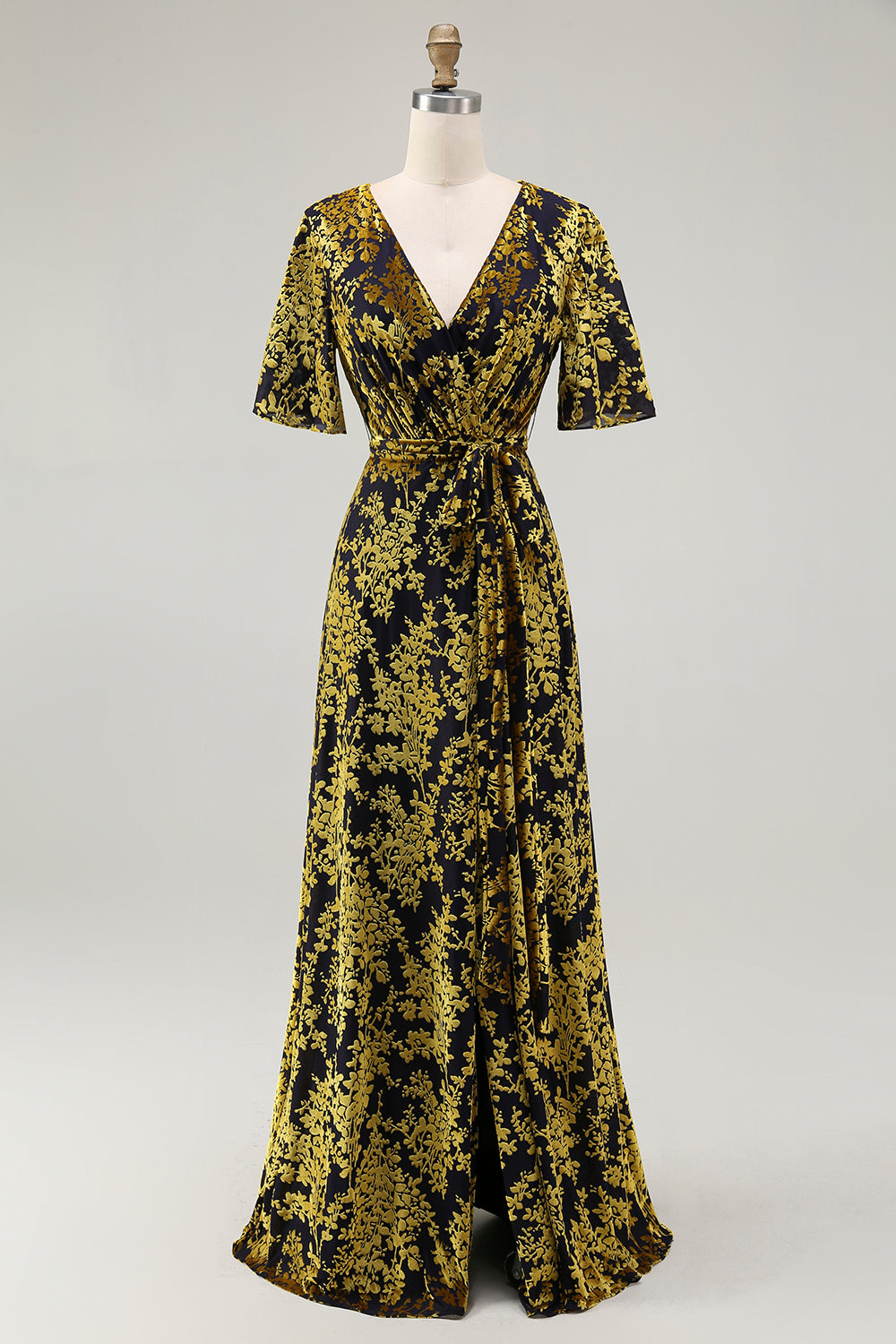 Burnout Velvet Dark Green Mother of the Bride Dress