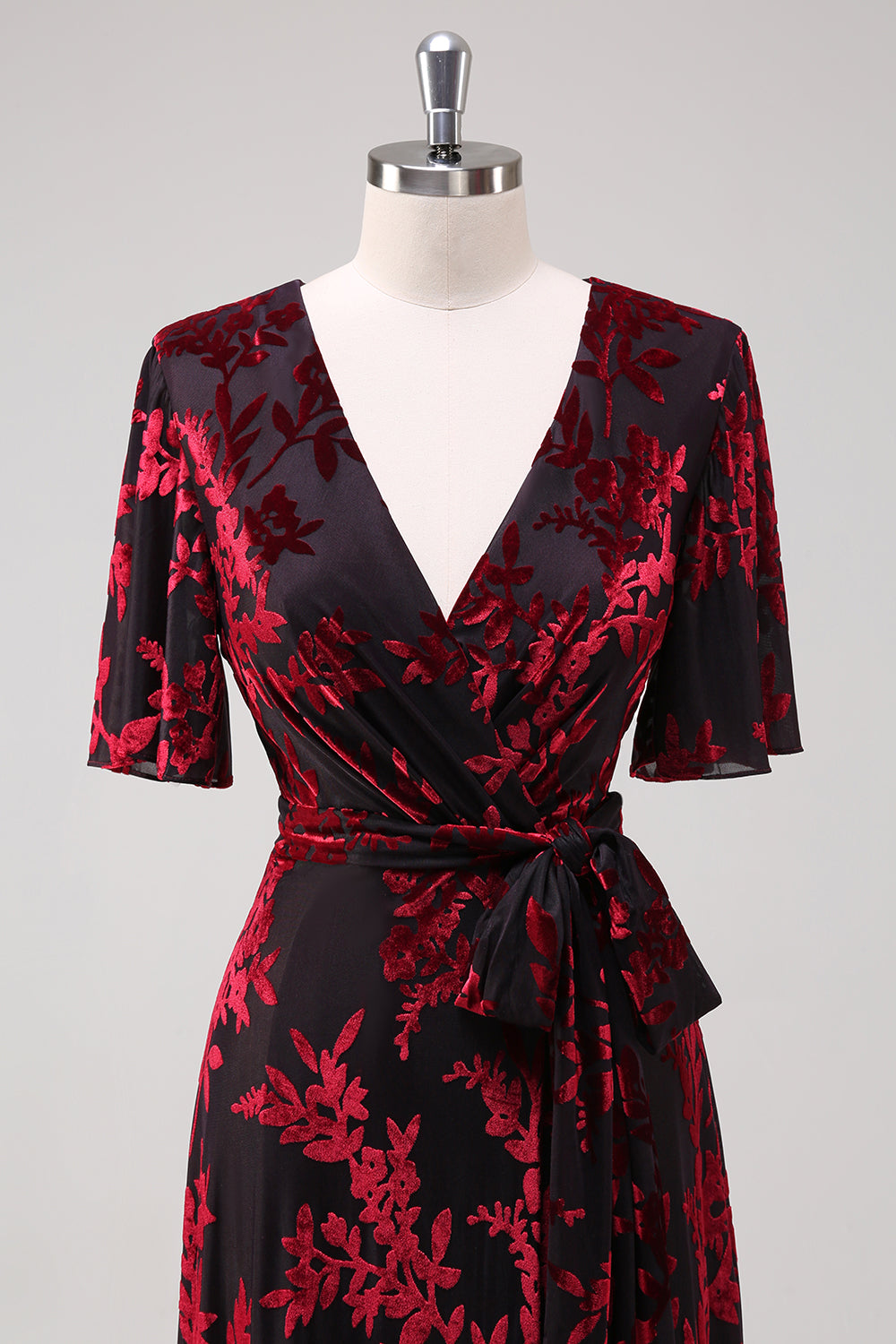 Burnout Velvet Dark Green Mother of the Bride Dress