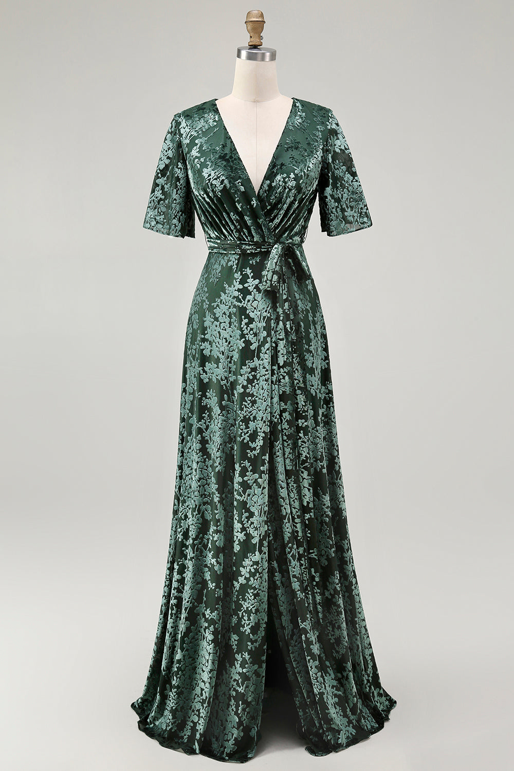 Burnout Velvet Dark Green Mother of the Bride Dress