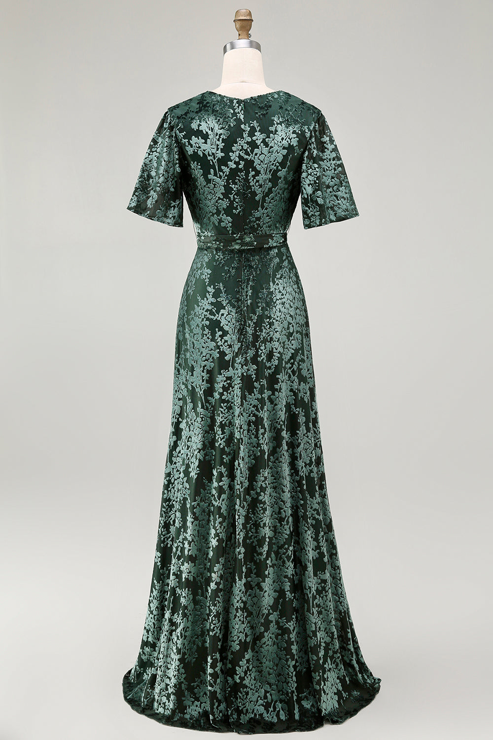 Burnout Velvet Dark Green Mother of the Bride Dress