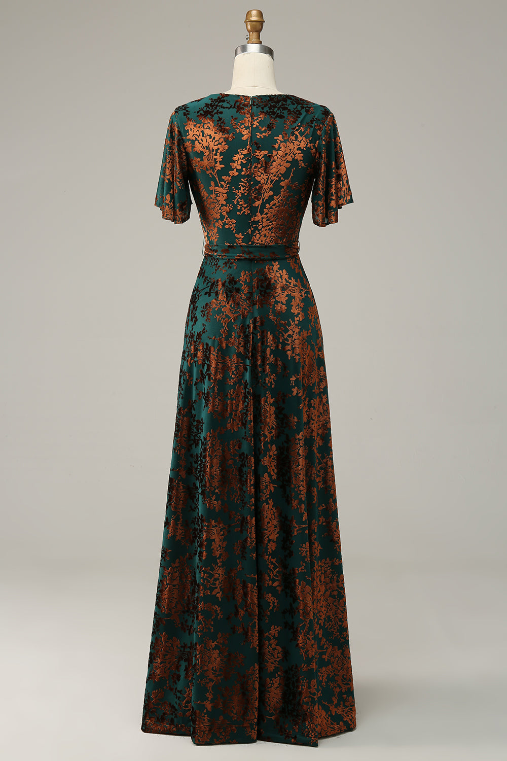 Burnout Velvet Dark Green Mother of the Bride Dress