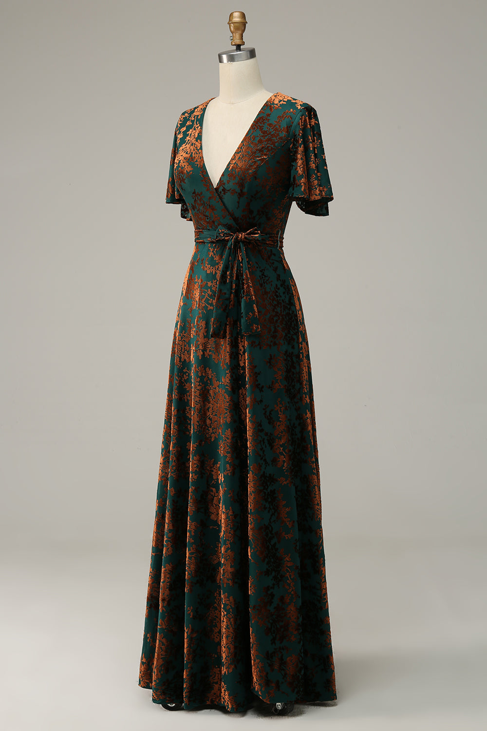 Burnout Velvet Dark Green Mother of the Bride Dress
