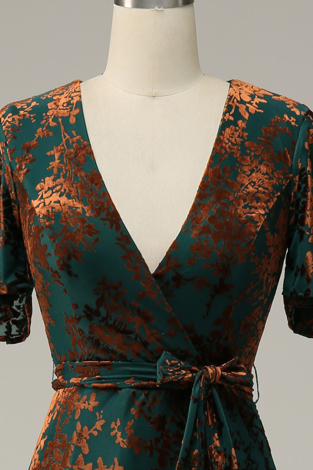 Burnout Velvet Dark Green Mother of the Bride Dress