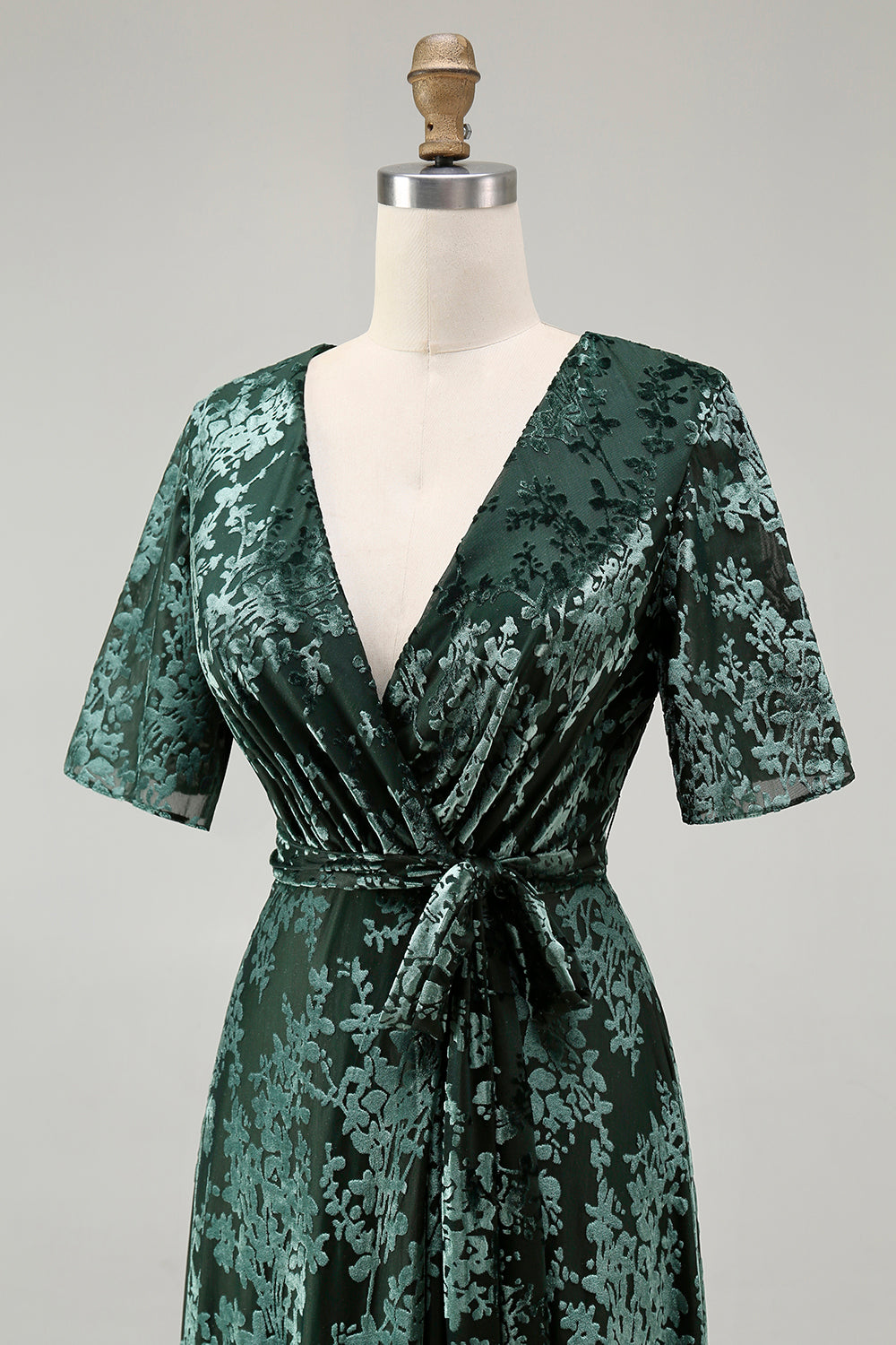 Burnout Velvet Dark Green Mother of the Bride Dress