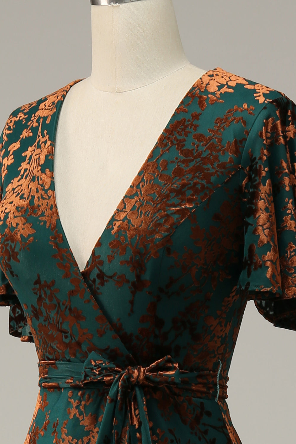 Burnout Velvet Dark Green Mother of the Bride Dress